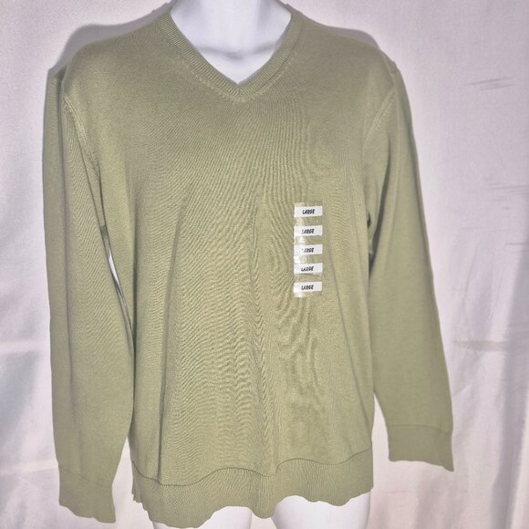 KENNETH COLE REACTION V-Neck cotton sweater, green in size Large NWT - Picture 3 of 16
